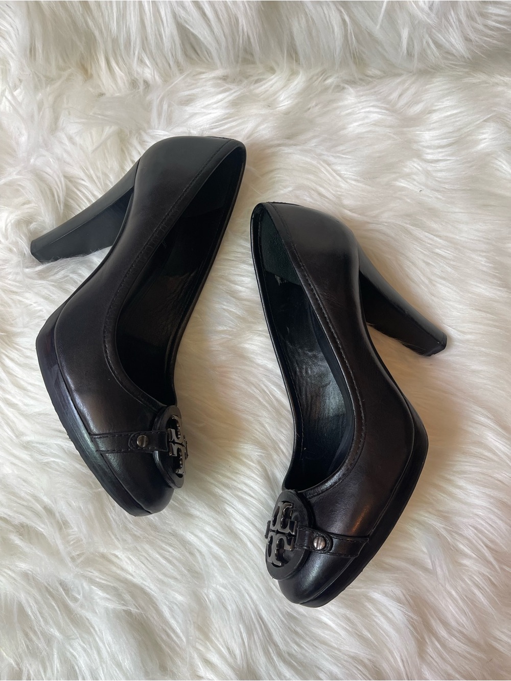 Tory Burch Black Leather Platform Pumps – Women’s Size 8.5 - Picture 4 of 15